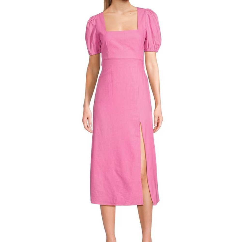 NWT‎ Gianni Bini Pink Midi Dress with Puff Sleeves